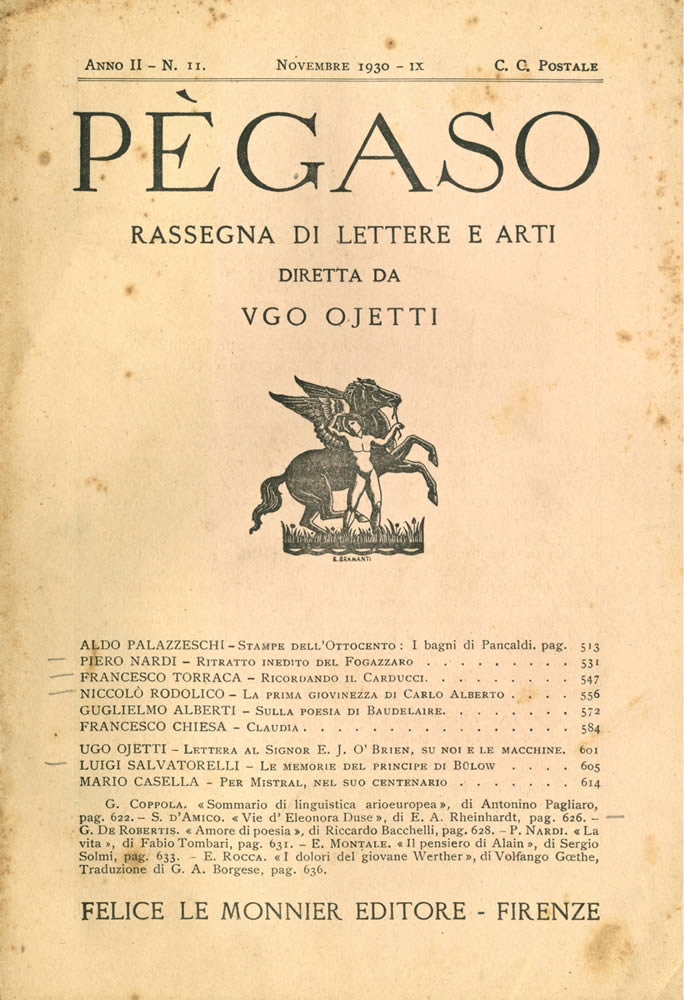 Pègaso, N II novembre 1930, copertina